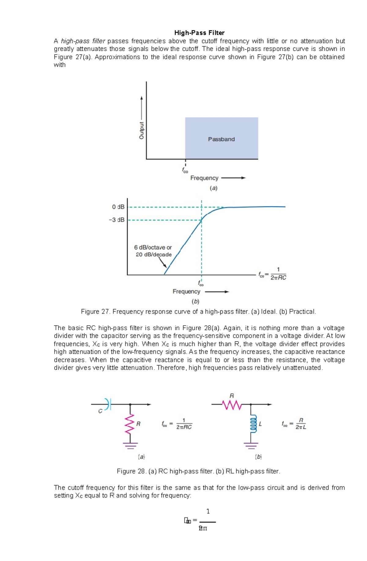 High-Pass Filter - The ideal high-pass response curve is shown in ...