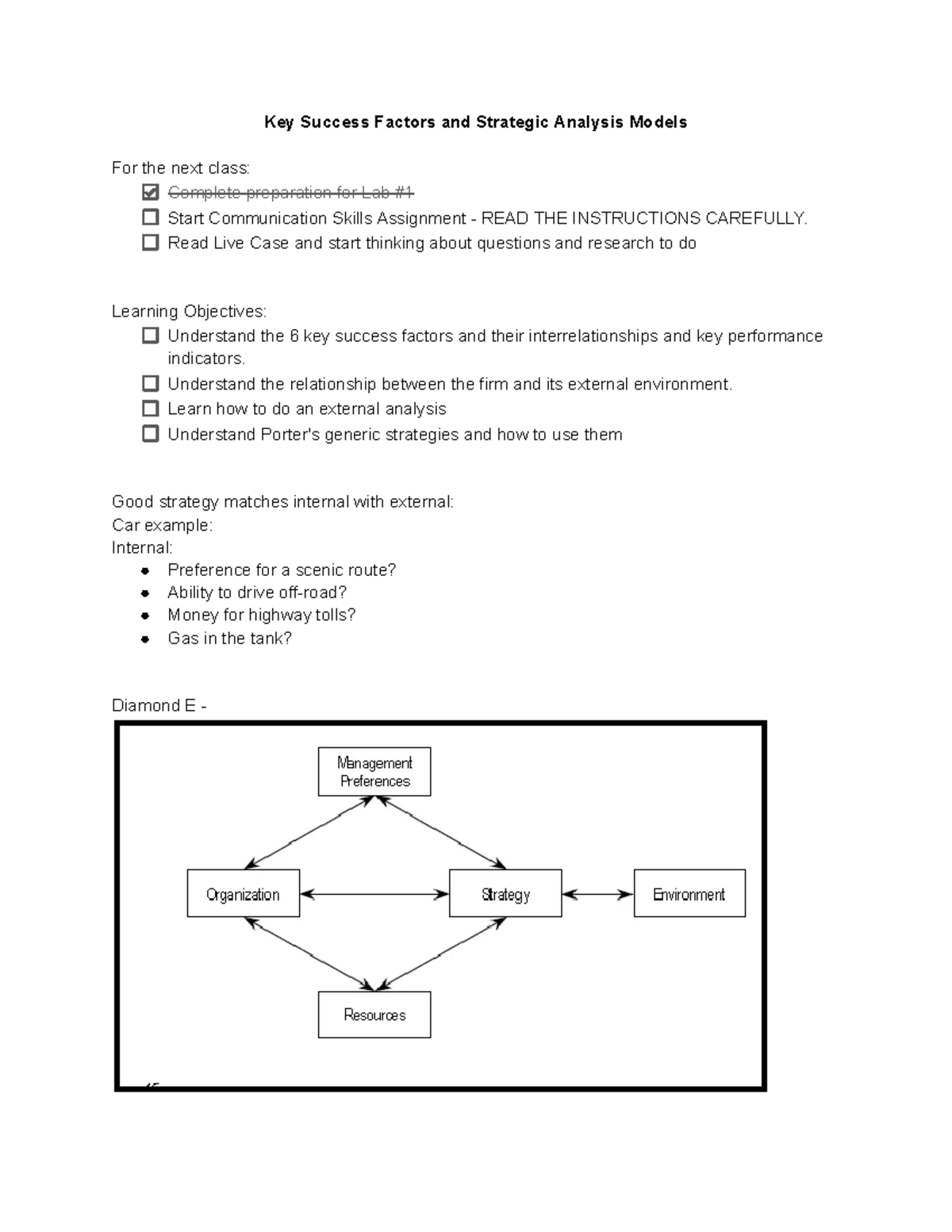 Lecture 2 - Key Success Factors and Strategic Analysis Models For the ...