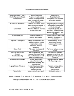 Gordon s functional health patterns Gordon s Functional Health