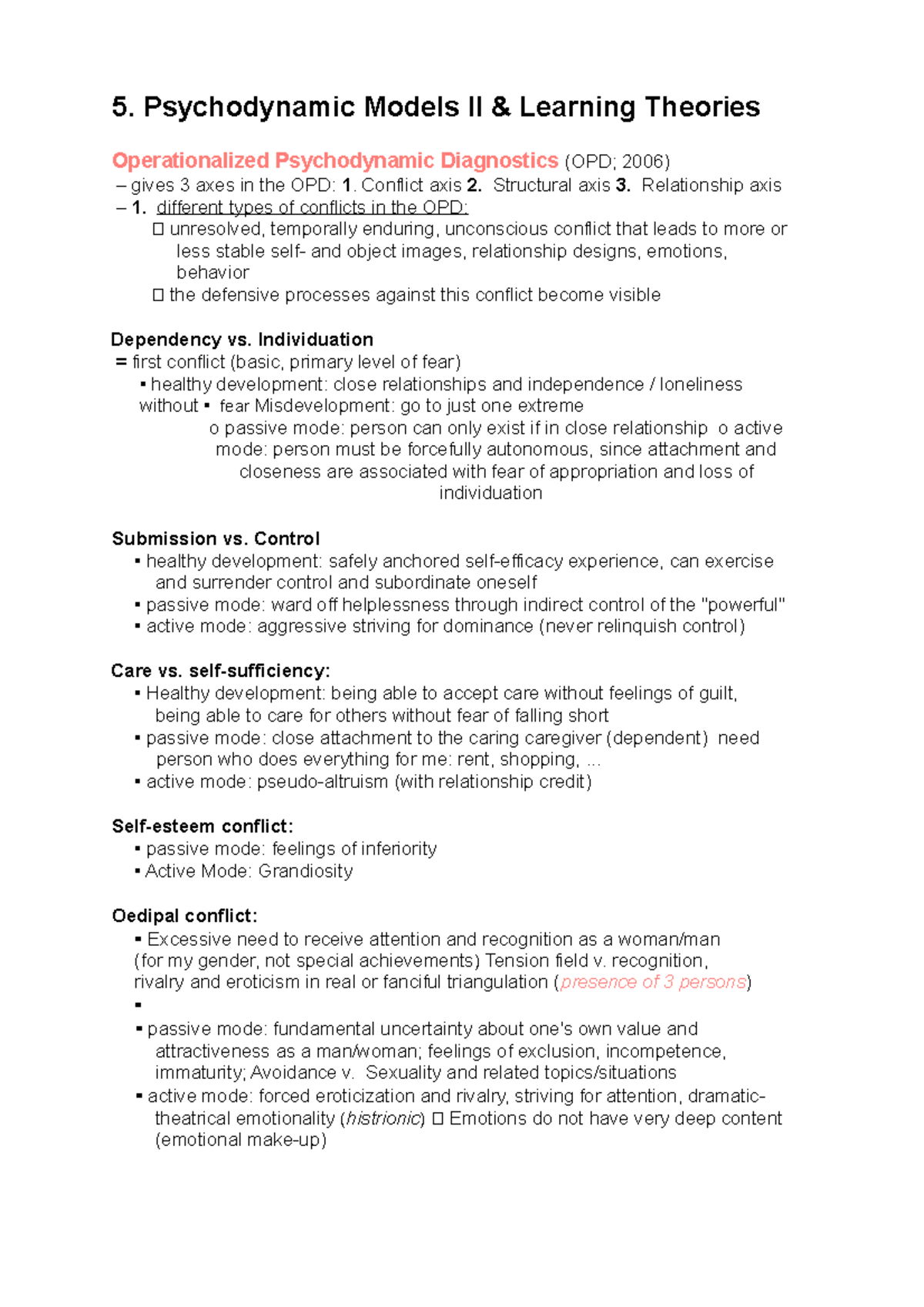 Summary 5 Dynamic models (part 2) + learning theories 5