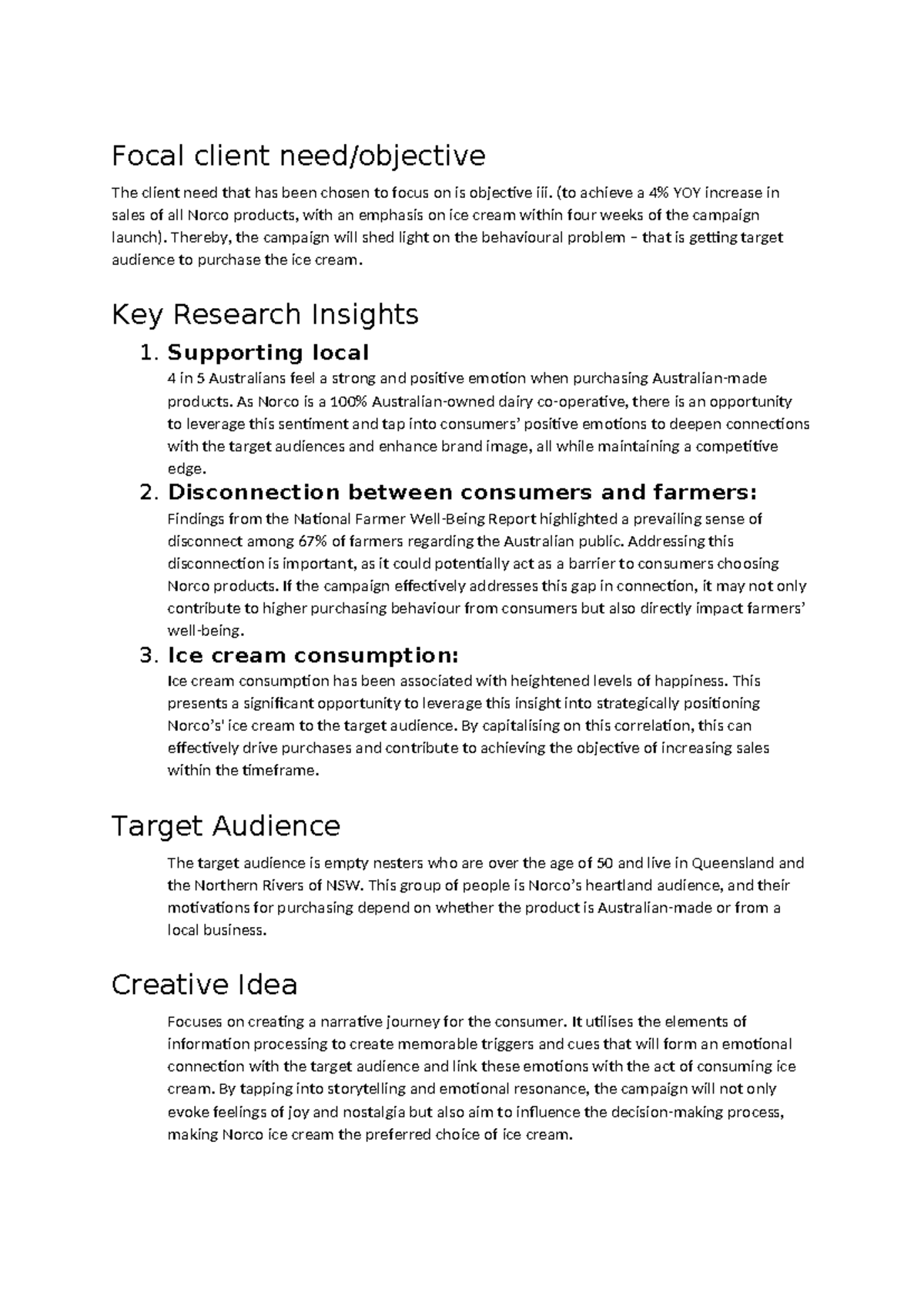 AMB299 Deliverable One - Focal client need/objective The client need ...