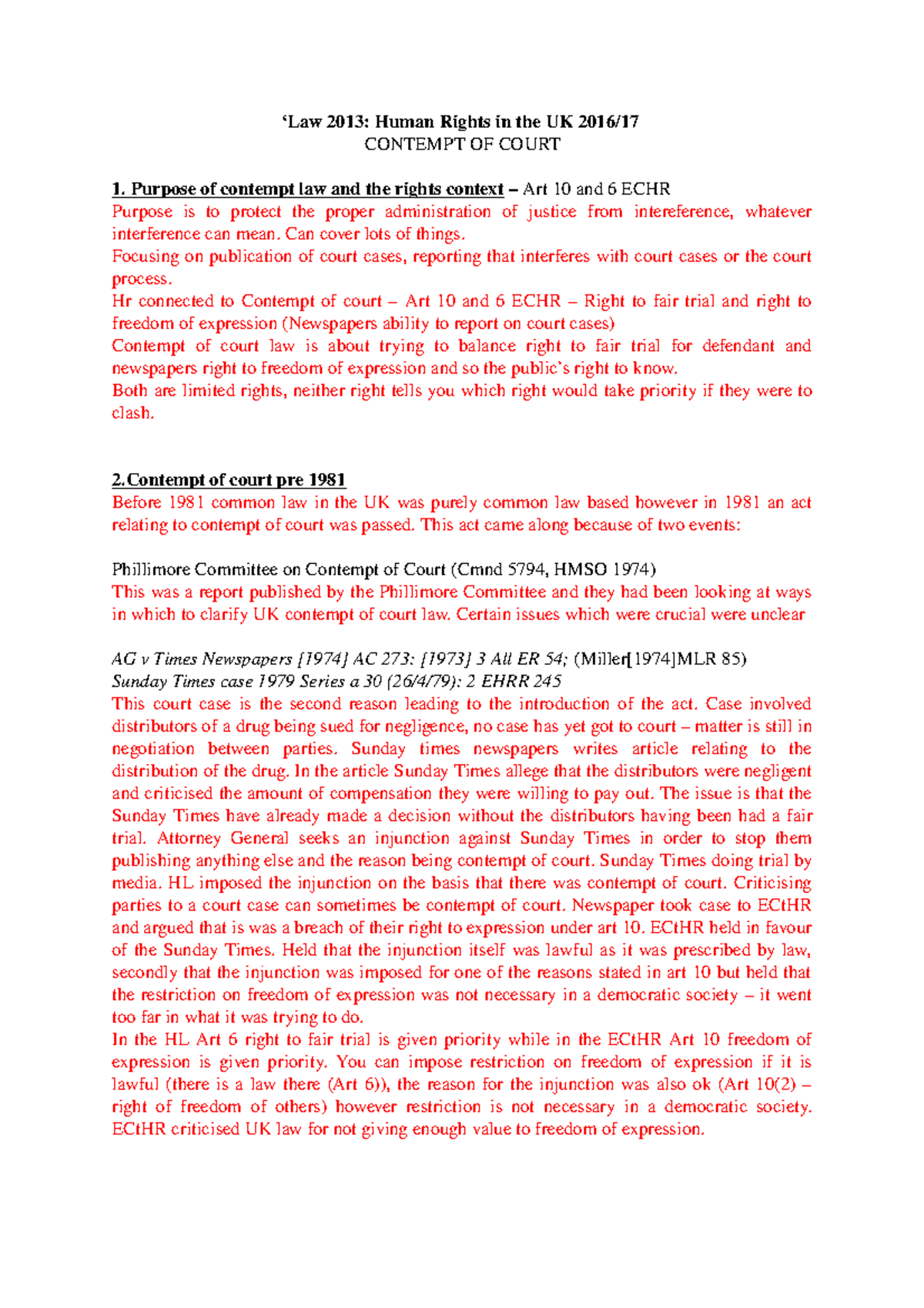Contempt of Court notes - 2013: Human Rights in the UK CONTEMPT OF ...