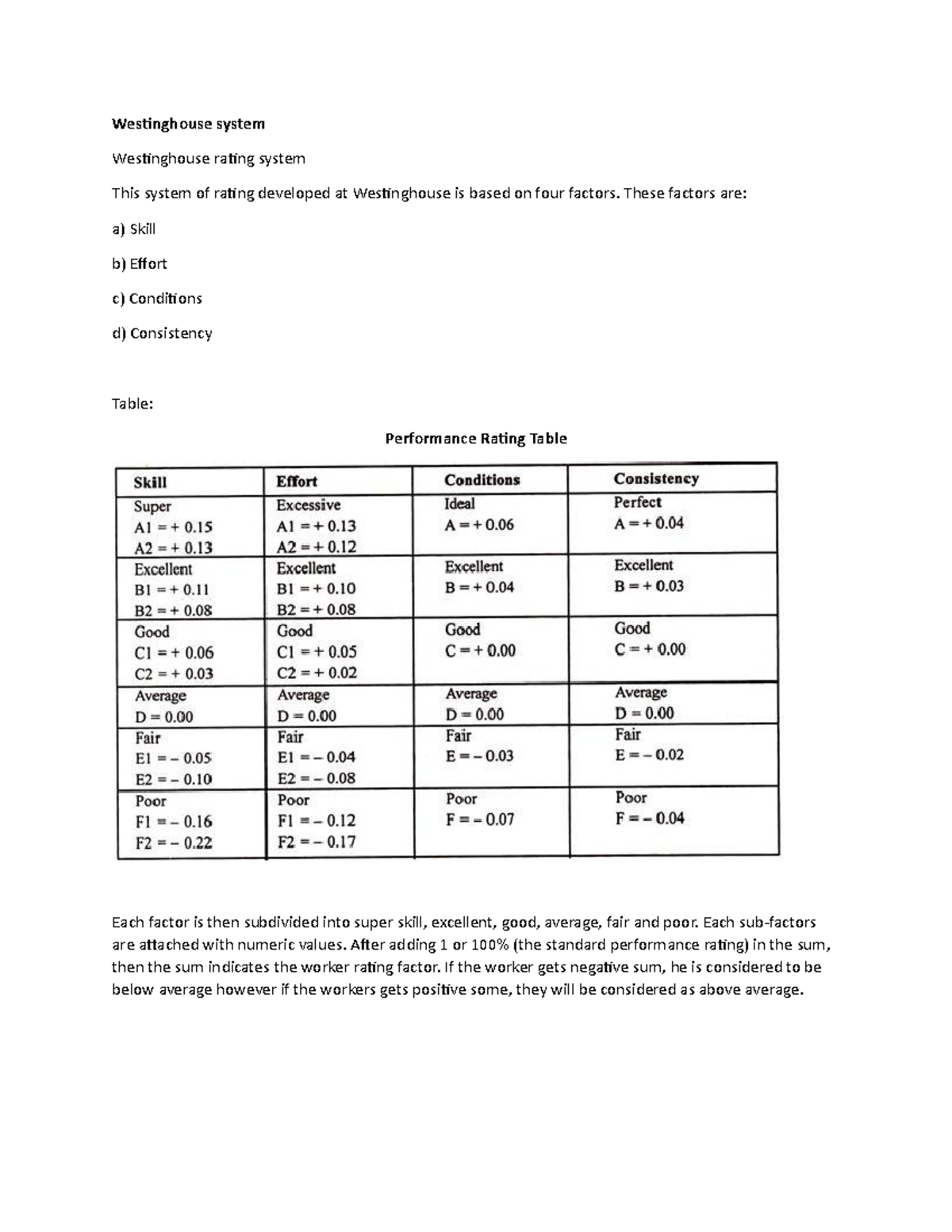 Westinghouse system time study Westinghouse system Westinghouse