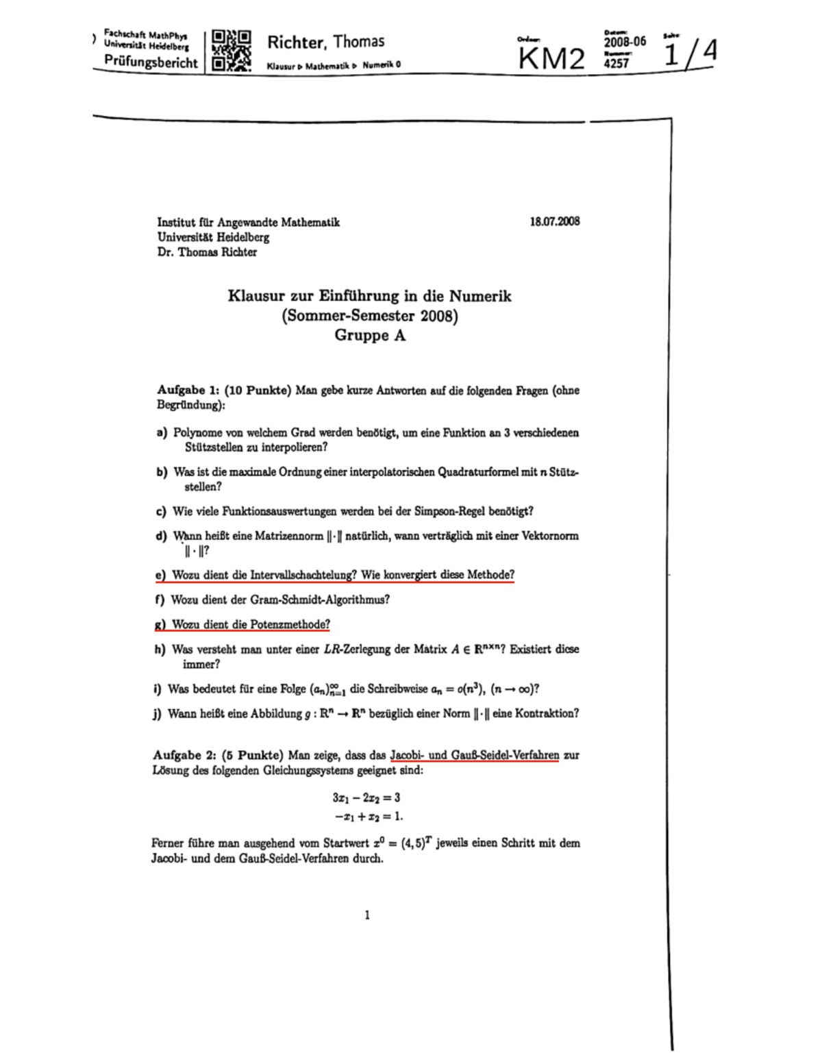 Altklausuren Informatik Uni Bonn Num0 Altklausuren - Einführung in die Numerik - Studocu