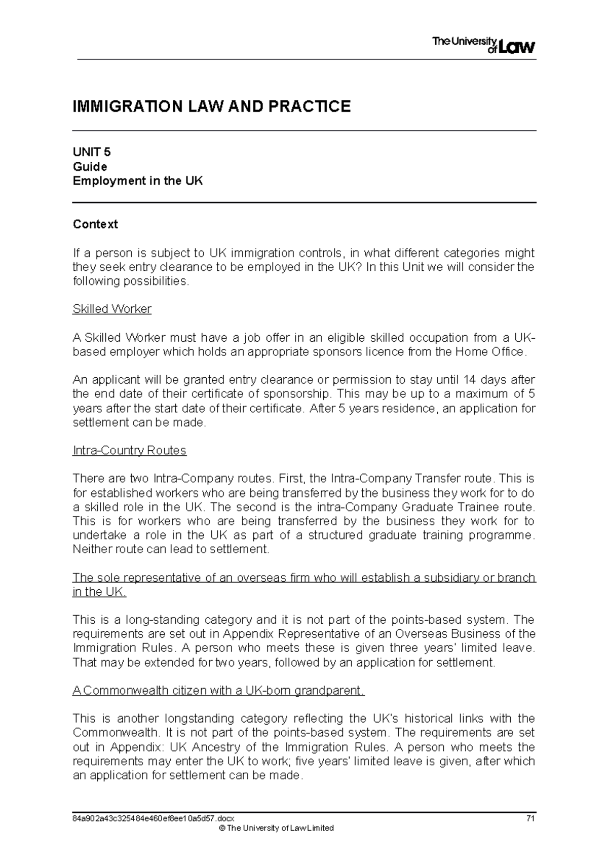 2122 imm ws05 ce01 guide t - IMMIGRATION LAW AND PRACTICE UNIT 5 Guide ...