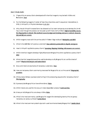 Quiz 1 Study Guide - Quiz 1 Study Guide Fingerprints Deposited On A ...