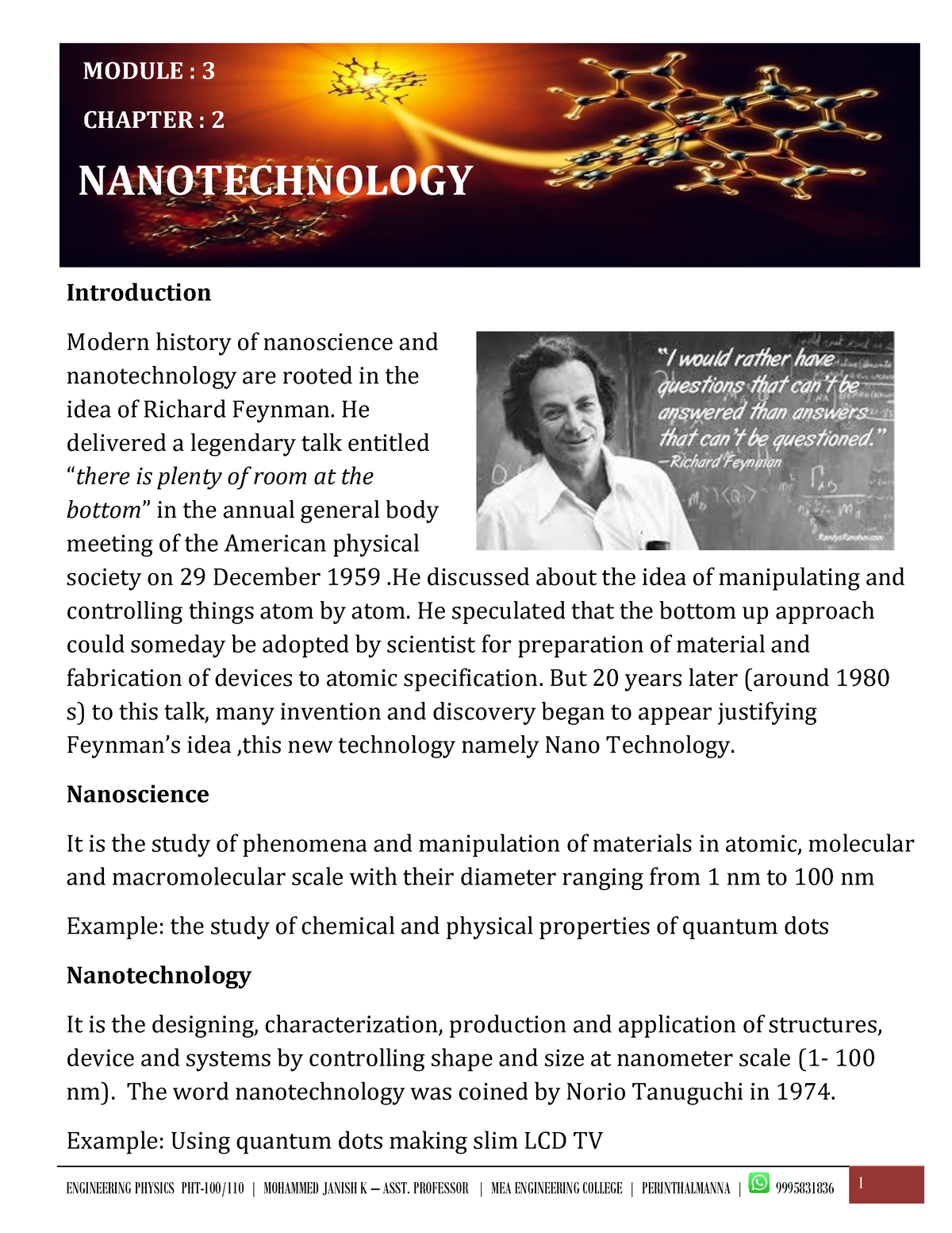 NANO Technology - Its A Lecture Notes - Engineering Physics A - KTU ...