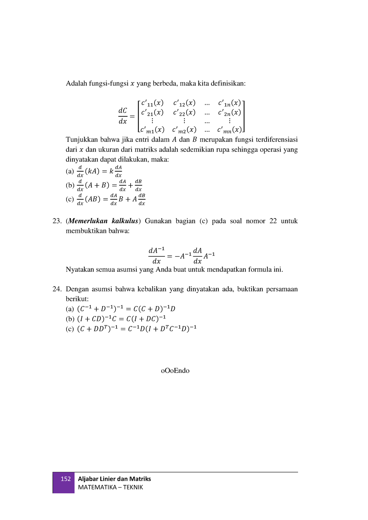 12 - Tugas - 152 Aljabar Linier Dan Matriks MATEMATIKA – TEKNIK Adalah ...