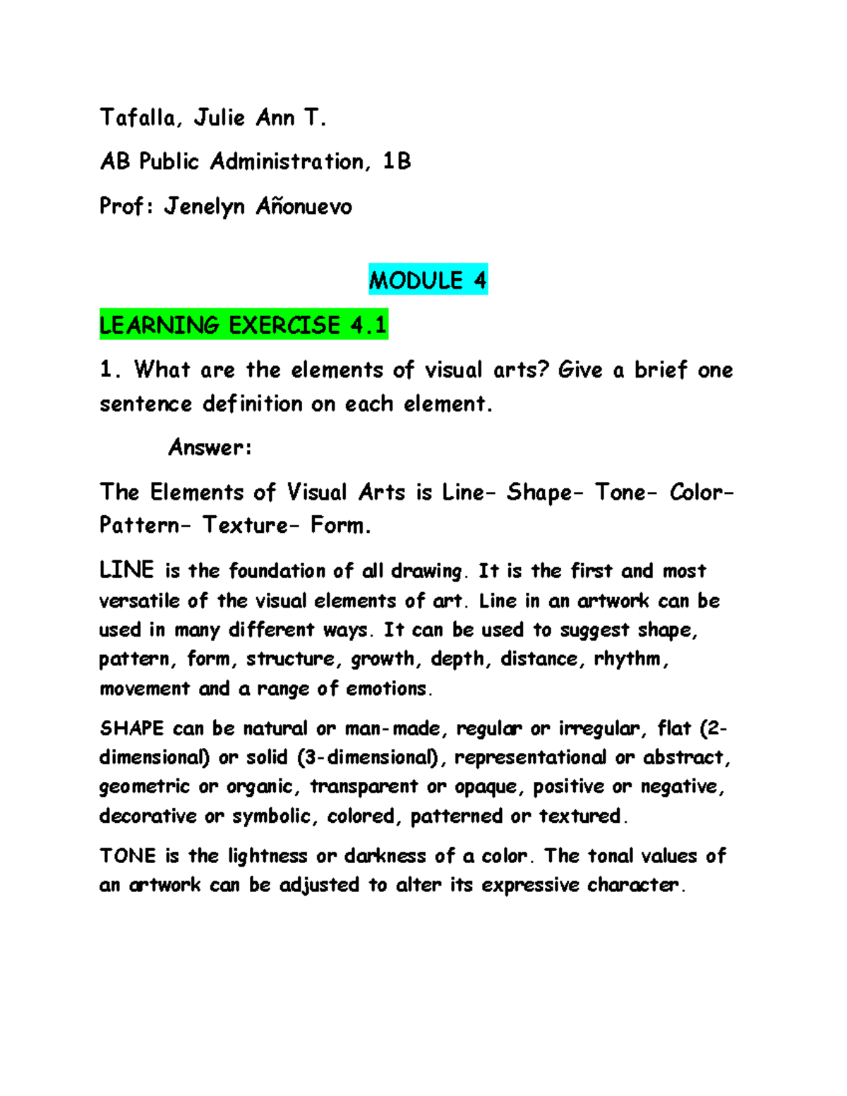 Module 4 in Art App - Notes - Tafalla, Julie Ann T. AB Public ...