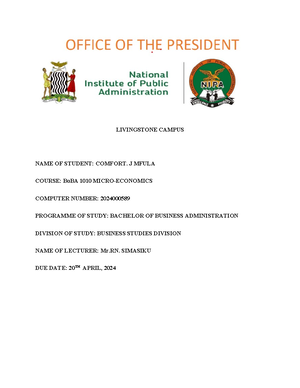 Introduction to Microeconomics Assignment 1 - National Institute of ...