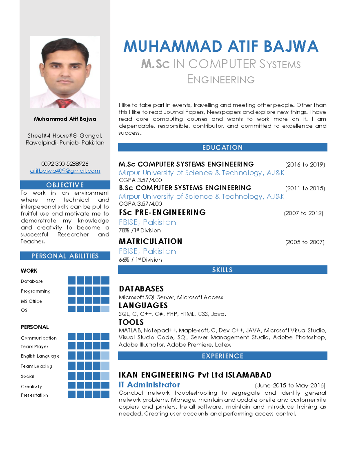 Resume Atif Bajwa - Apontamentos 1 - Muhammad Atif Bajwa Street#4 House ...