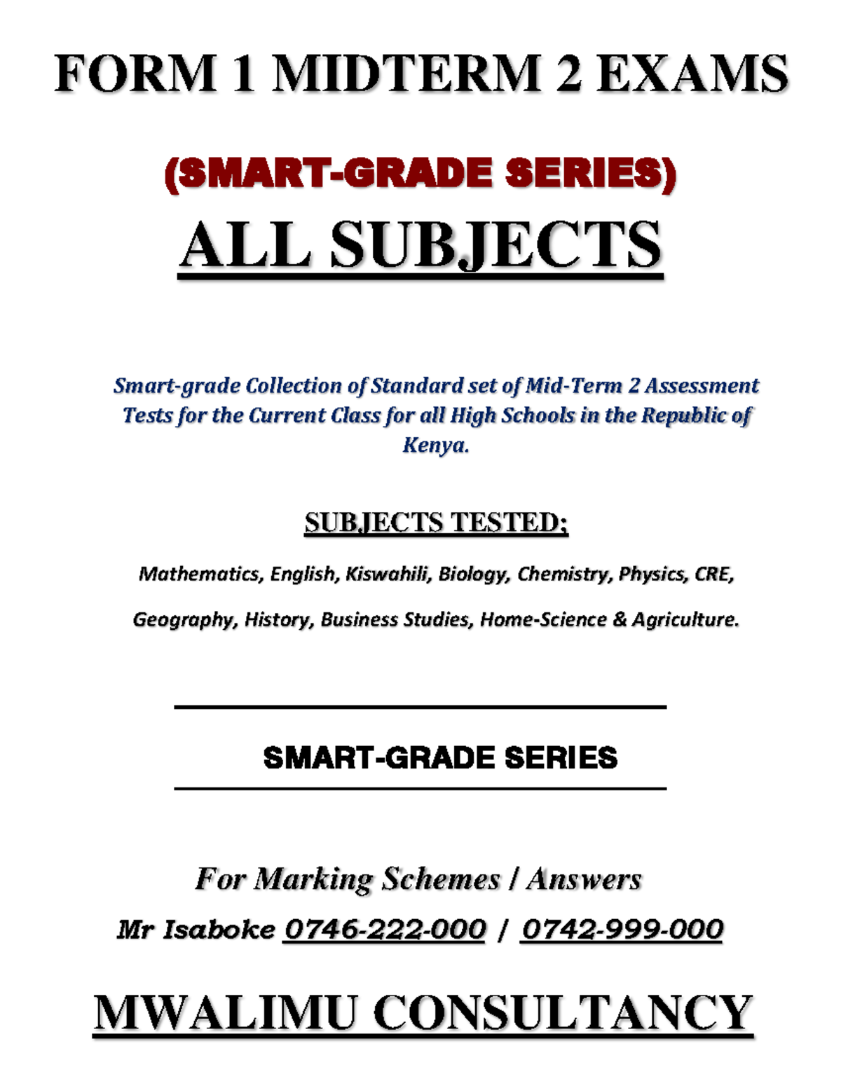 F1 Smartgrade Midterm 2 - FORM 1 MIDTERM 2 EXAMS (SMART-GRADE SERIES ...