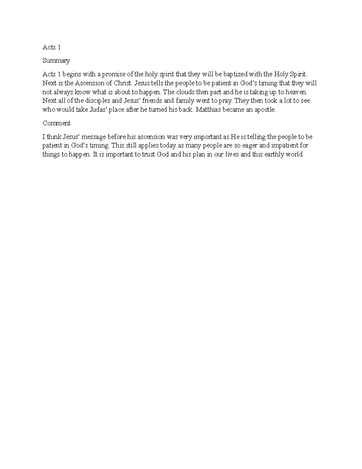 Acts 1 An In Depth Summary Of Acts 1 With Summary And Comment Scored Full Points Acts 1 Acts 1 An In Depth Summary Of Acts 1 With Summary And Comment Scored Full Points Acts 1