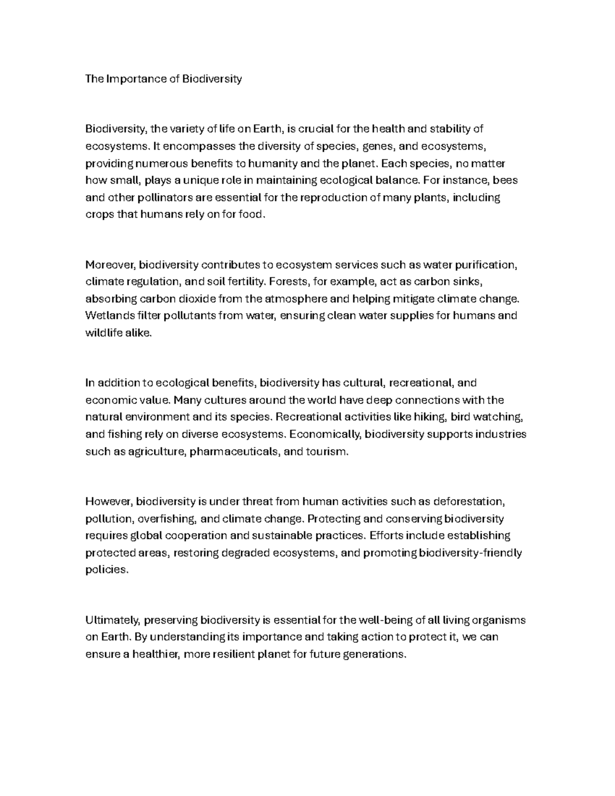 The Importance of Biodiversity - The Importance of Biodiversity ...