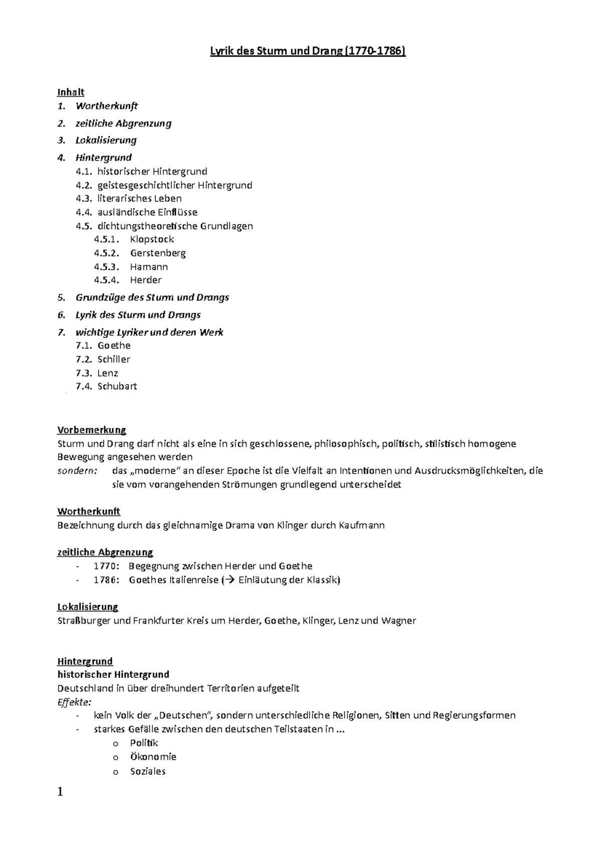 Lyrik des Sturm und Drang historischer Hintergrund 4