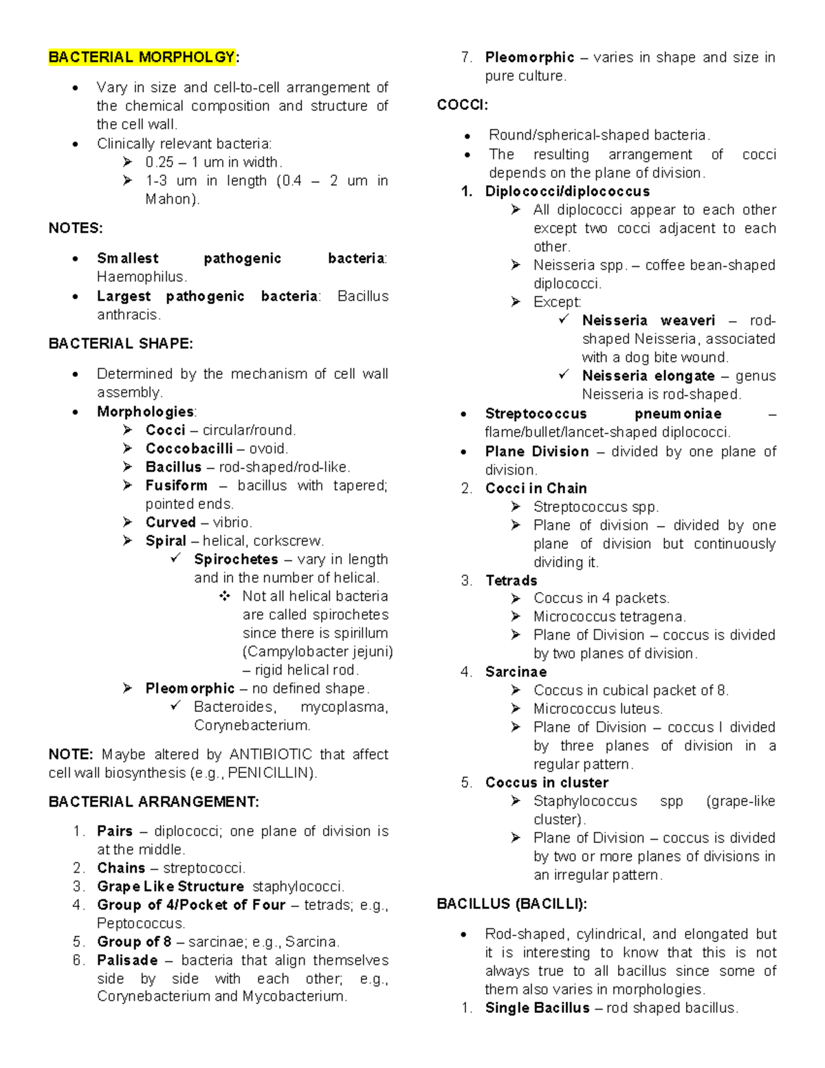 Bacterial Morphology BACTERIAL MORPHOLGY Vary in size and cellto