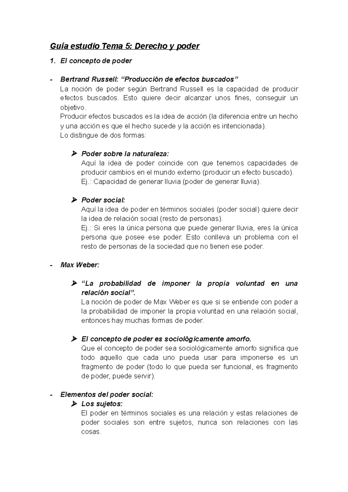 Apuntes del Tema 5 - Guía estudio Tema 5: Derecho y poder 1. El ...
