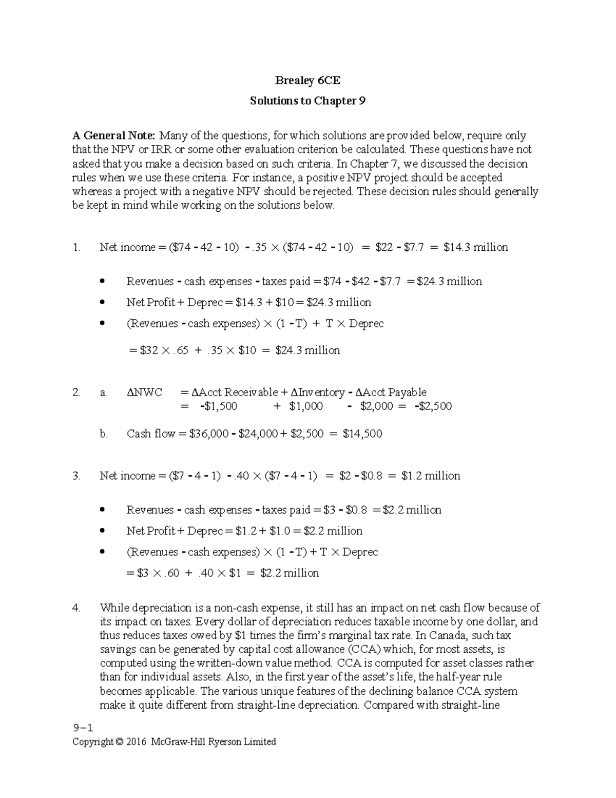 Brealey 6CE Ch09 Solutions - Brealey 6CE Solutions to Chapter 9 A ...
