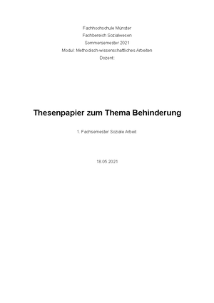 Word-Vorlage für ein Thesenpapier - Schriftart Arial ...