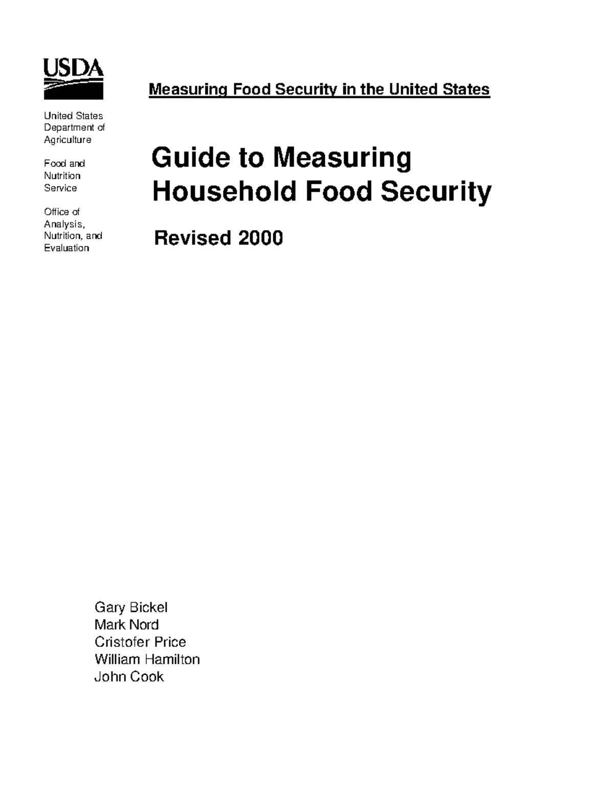 Guide to Measuring Household Food Security - United States Department ...