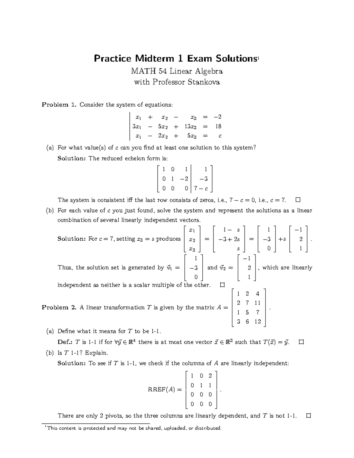 54F24 Practice Midterm 1 Exam Spring 2013 Solutions - Practice Midterm ...