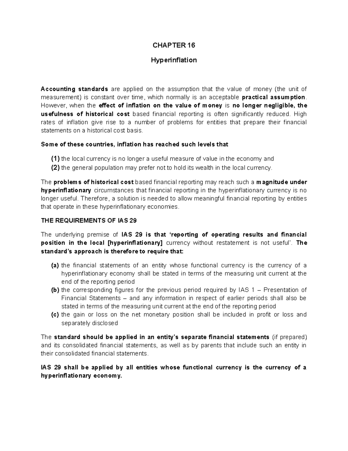 Chapter 16 - Finacial Management - CHAPTER 16 Hyperinflation Accounting ...