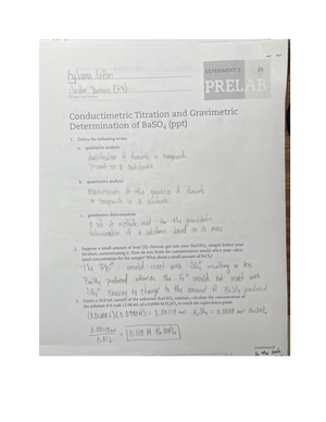 Conductimetric Titration and Gravimetric Determination Lab Report Lofton