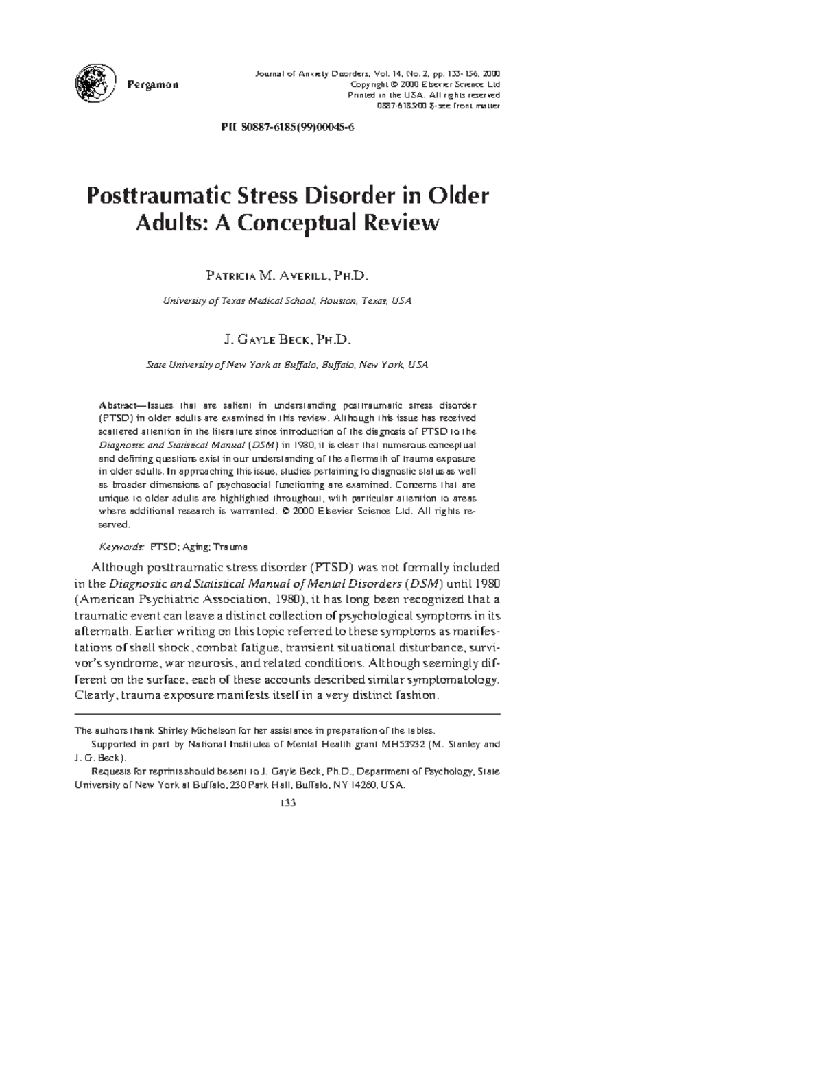 Posttraumatic stress disorder in older adults - Journal of Anxiety ...