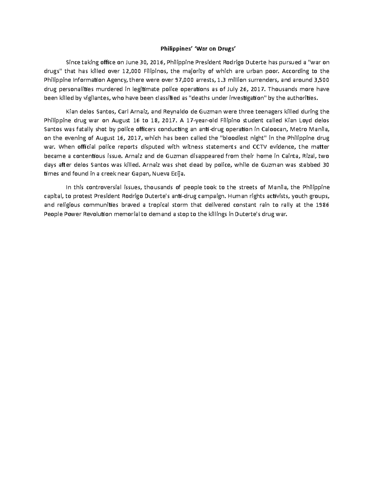 War on drugs in the Philippines Issue - Philippines’ ‘War on Drugs ...
