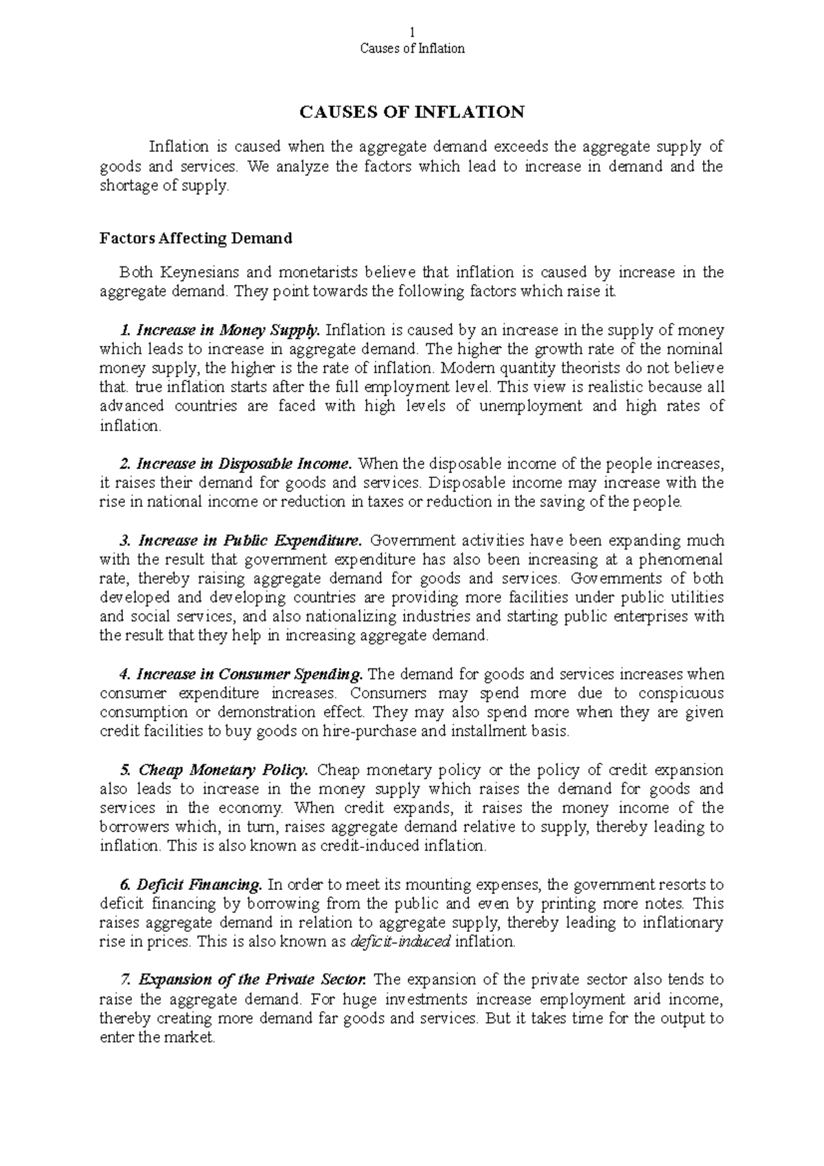 Causes OF Inflation - Causes of Inflation CAUSES OF INFLATION Inflation ...