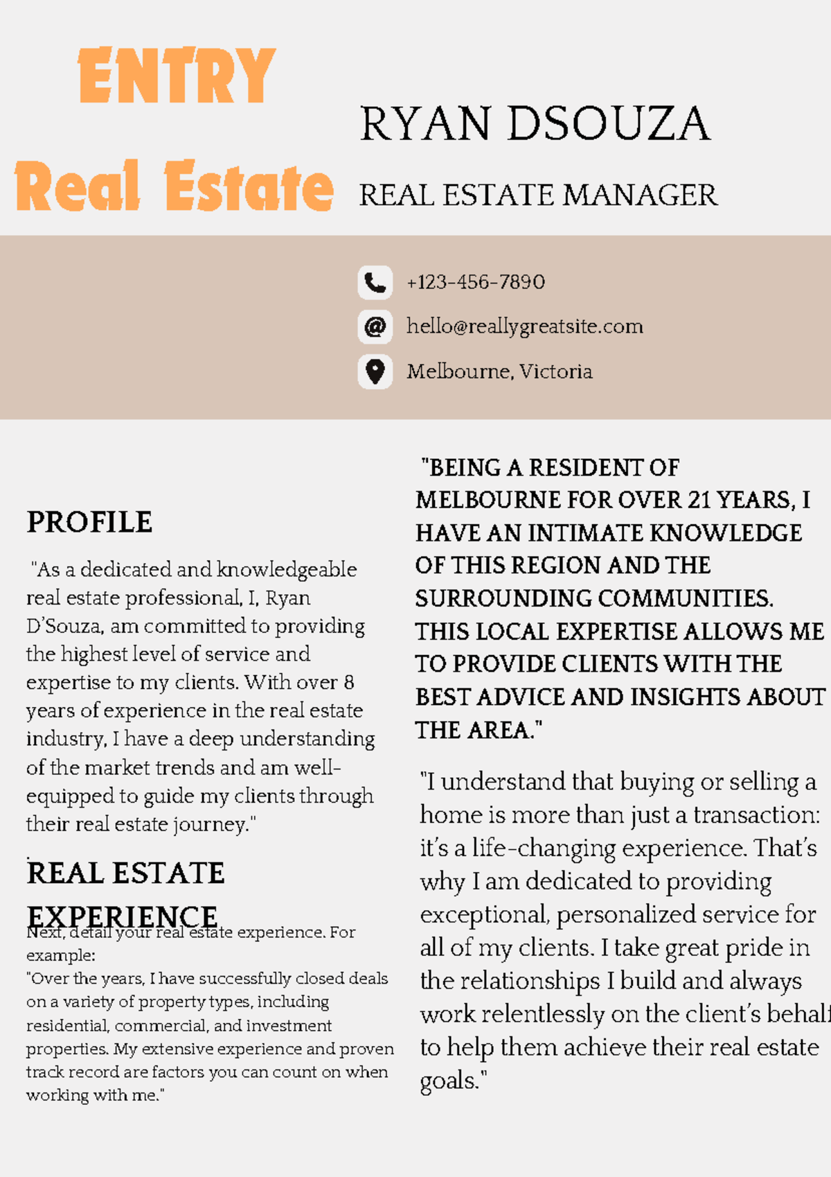 Real Estate Professional Profile - RYAN DSOUZA REAL ESTATE MANAGER +123 ...