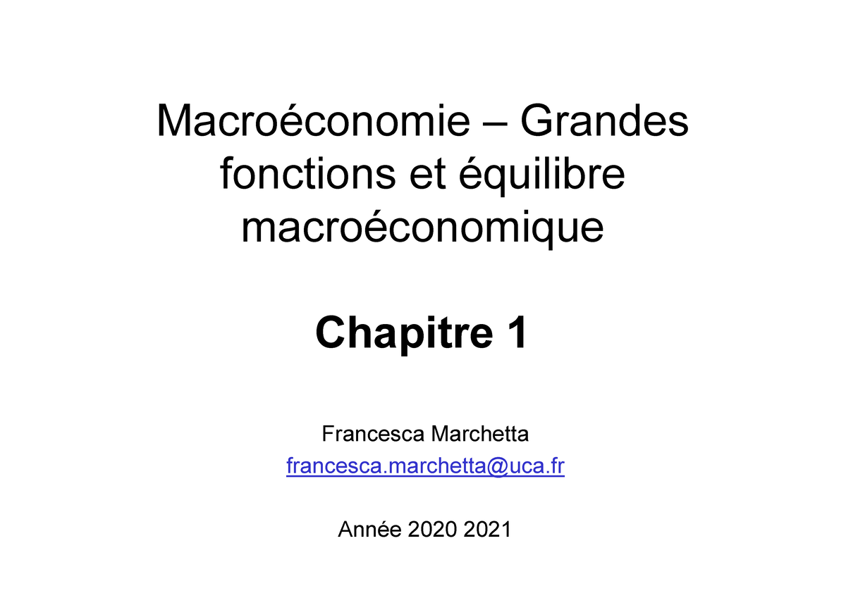 Macroeconomie 1 - DE RIEN - Macroéconomie – Grandes Fonctions Et ...