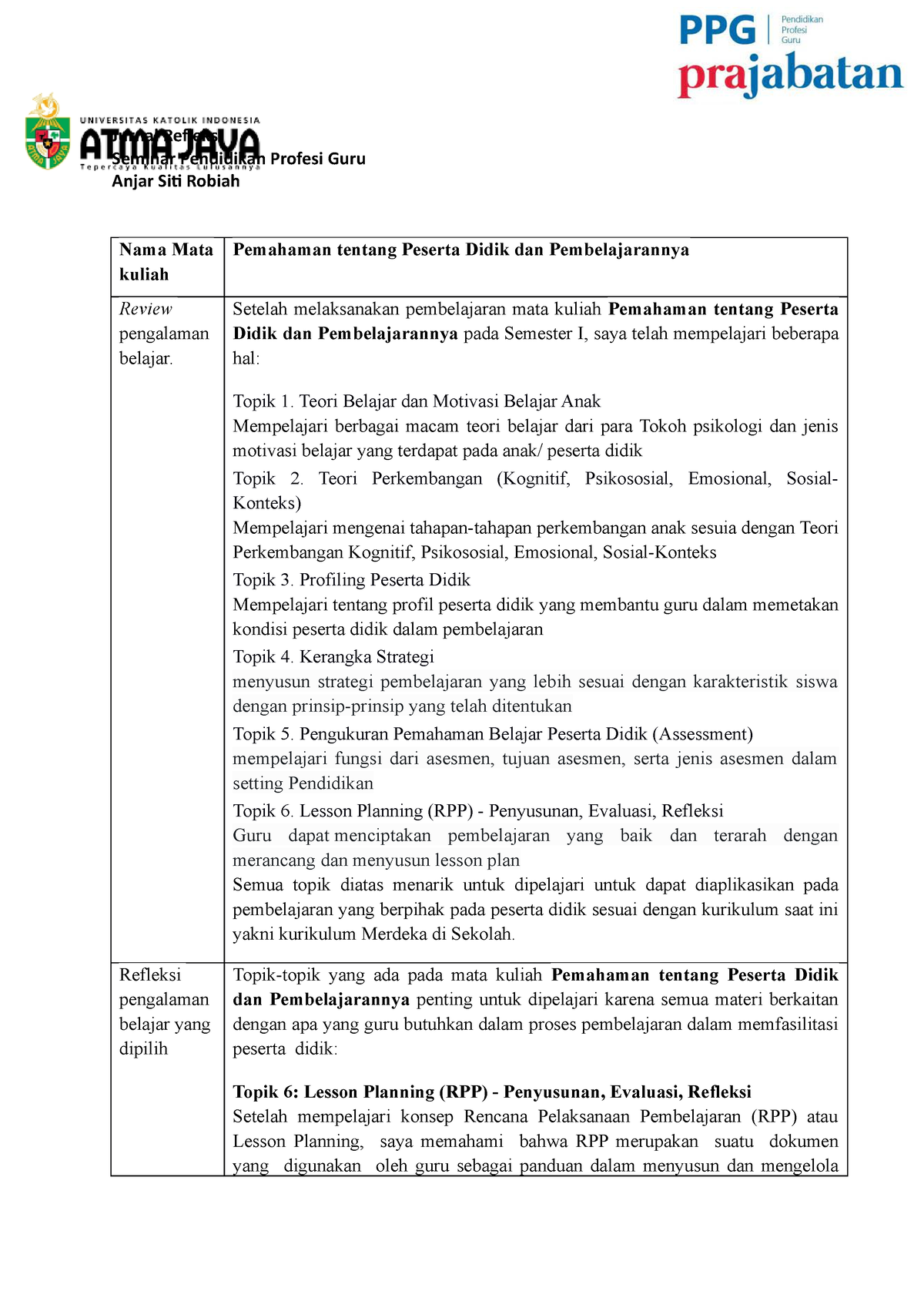 Jurnal Refleksi Pak Ivan - Jurnal Refleksi Seminar Pendidikan Profesi ...