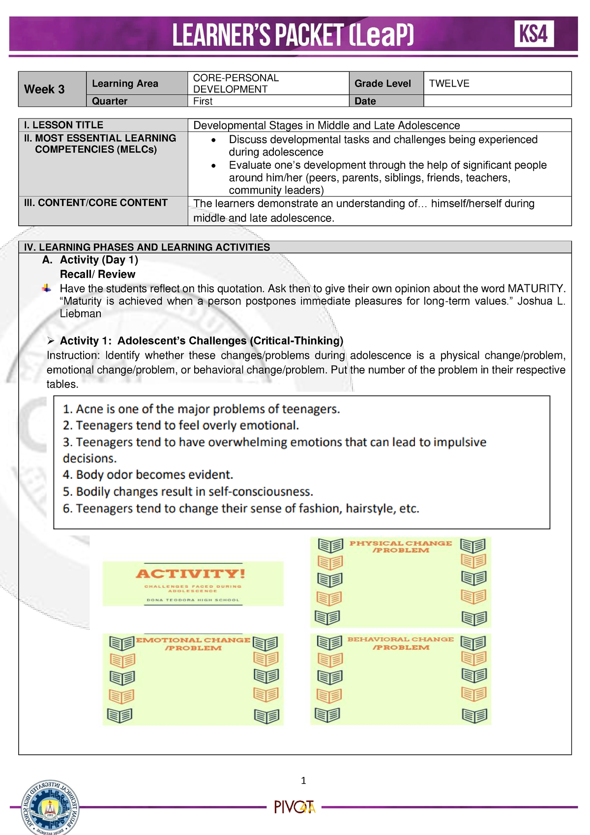 Perdev-LEAP-Week-4-1st-Quarter - Week 3 Learning Area Quarter I. LESSON ...