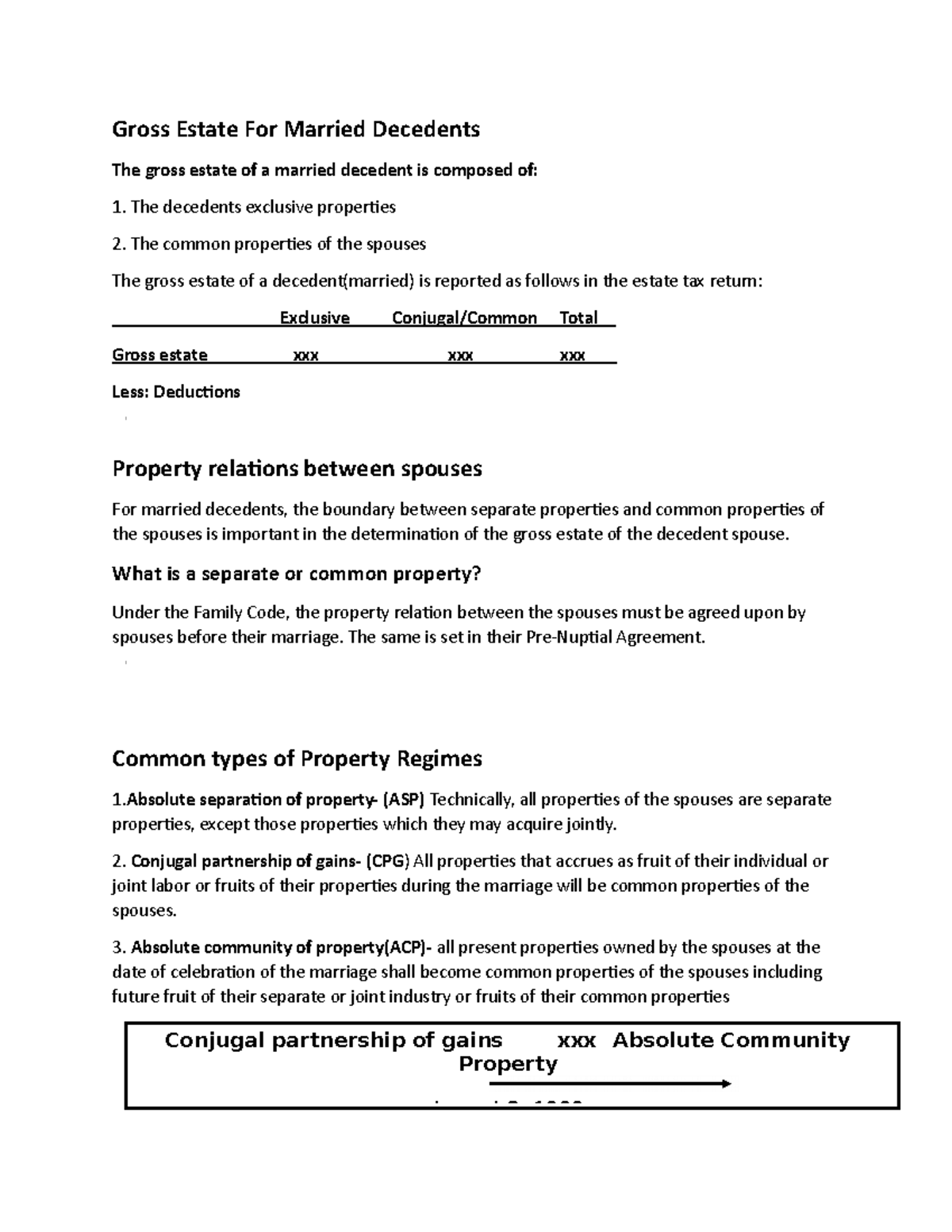 Gross Estate For Married Decedents What is a separate or common