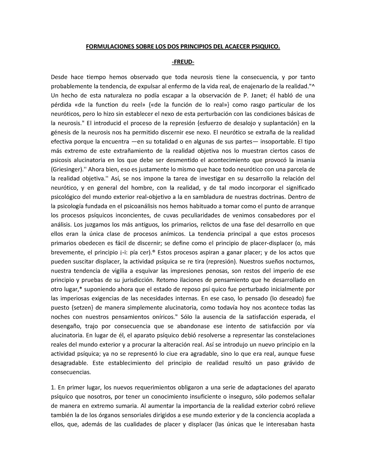 Formulaciones Sobre LOS DOS Principios Acaecer Psiquico - FORMULACIONES ...