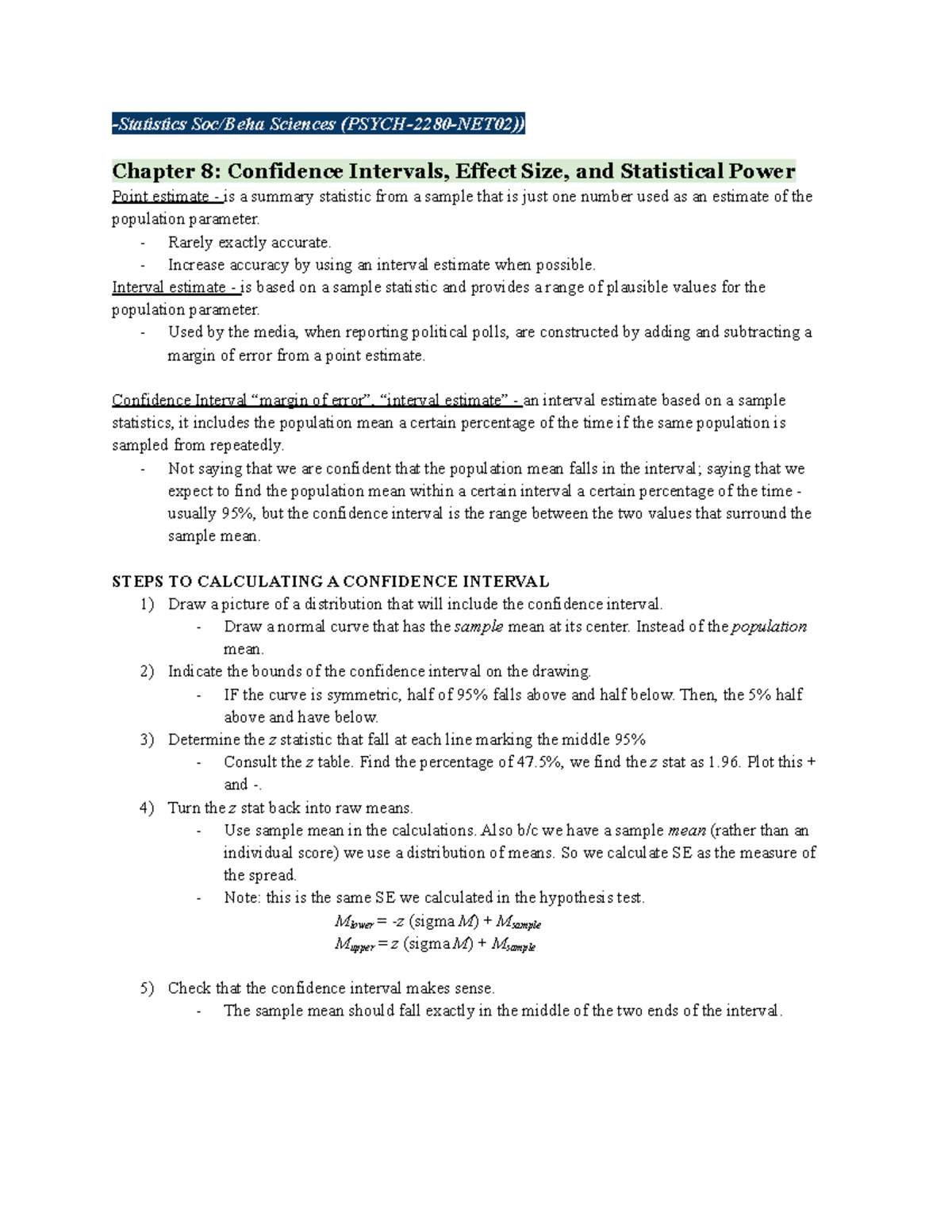 Unit 3 - Confidence intervals, effect size and statistical power ...