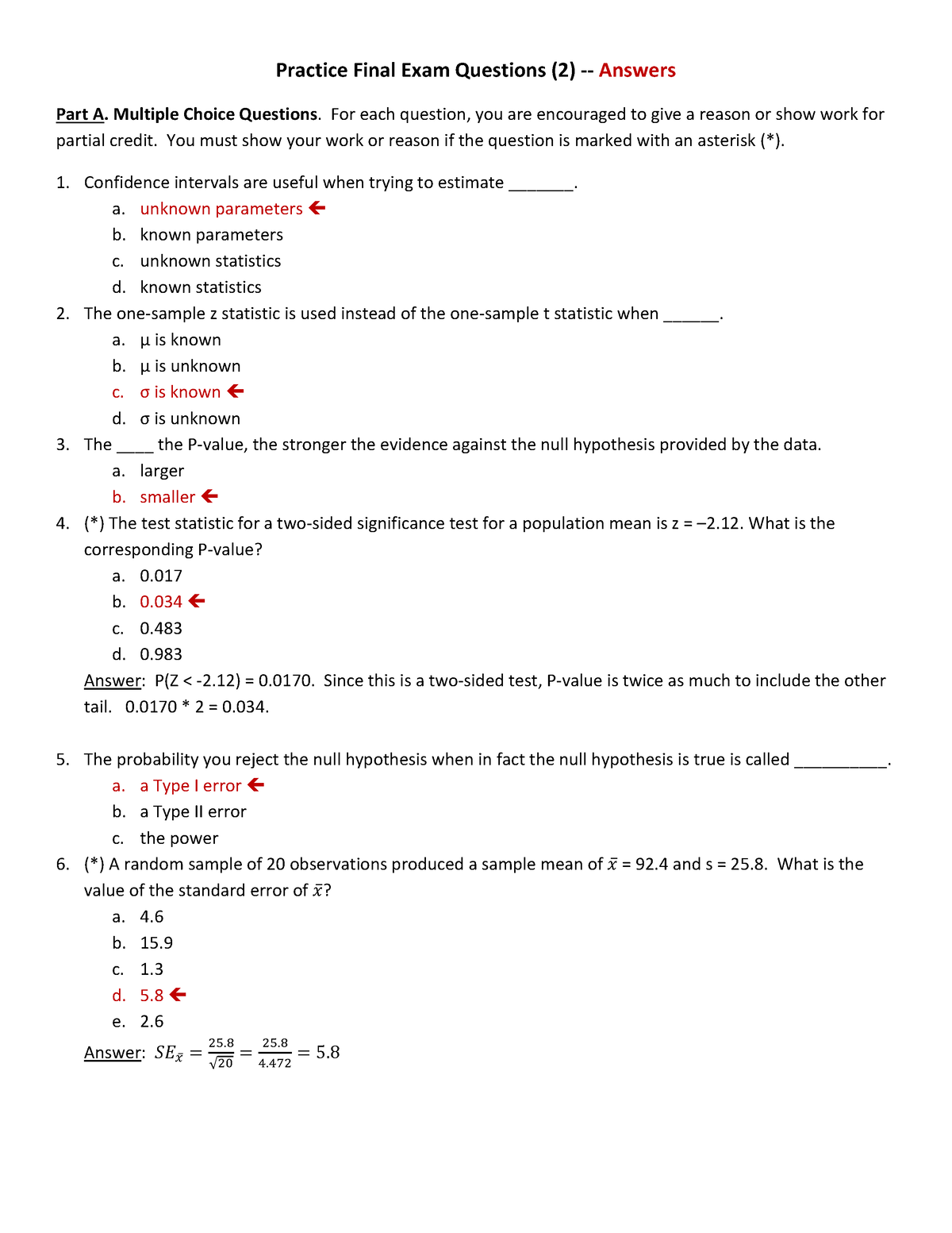 Practice Final Exam Questions 2 2018 fall answer - Practice Final Exam ...