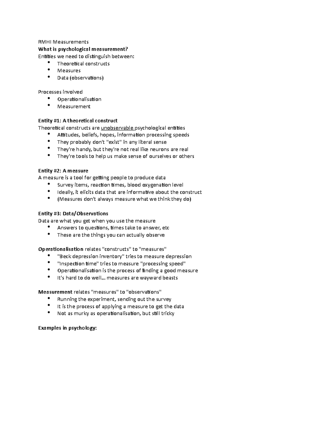 RMHI Measurements - RMHI Measurements What is psychological measurement ...