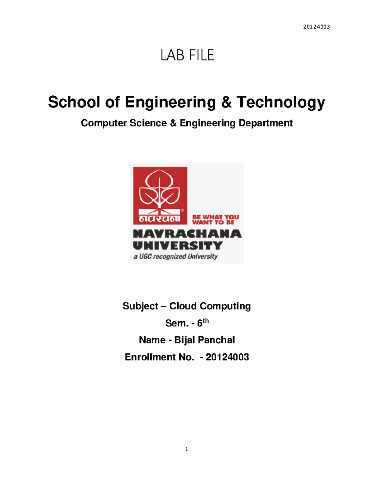 CC LAB FILE 03 - LAB FILE School of Engineering & Technology Computer ...