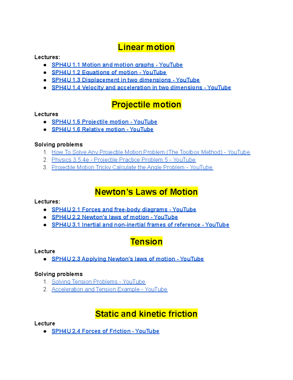 SPH4U Videos Unit 1 - Linear Motion Lectures: SPH4U 1 Motion And Motion ...