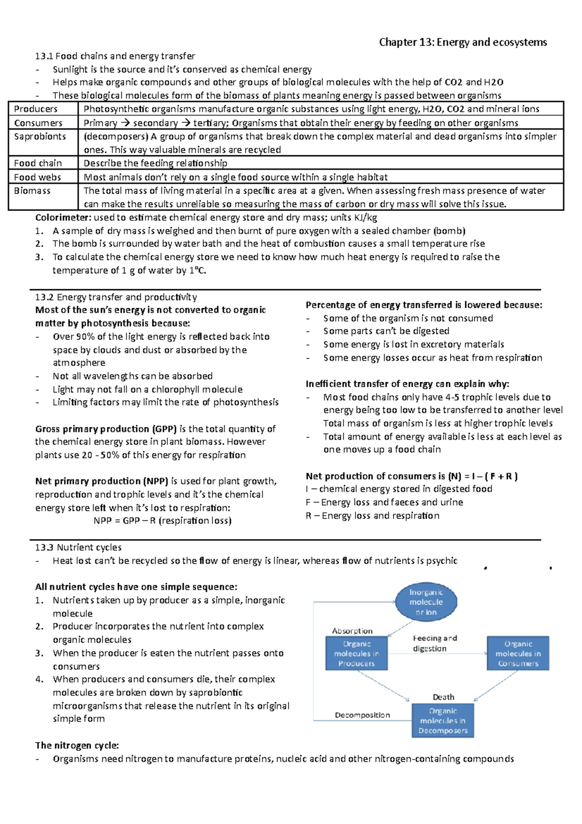 energy-and-ecosystems-a-level-biology-notes-chapter-13-energy-and