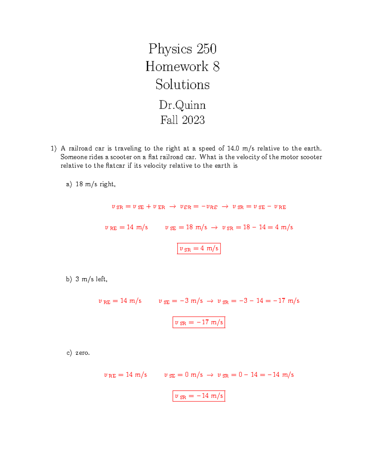 Hmwk8Sol none Physics 250 Homework 8 Solutions Dr Fall 2023 A