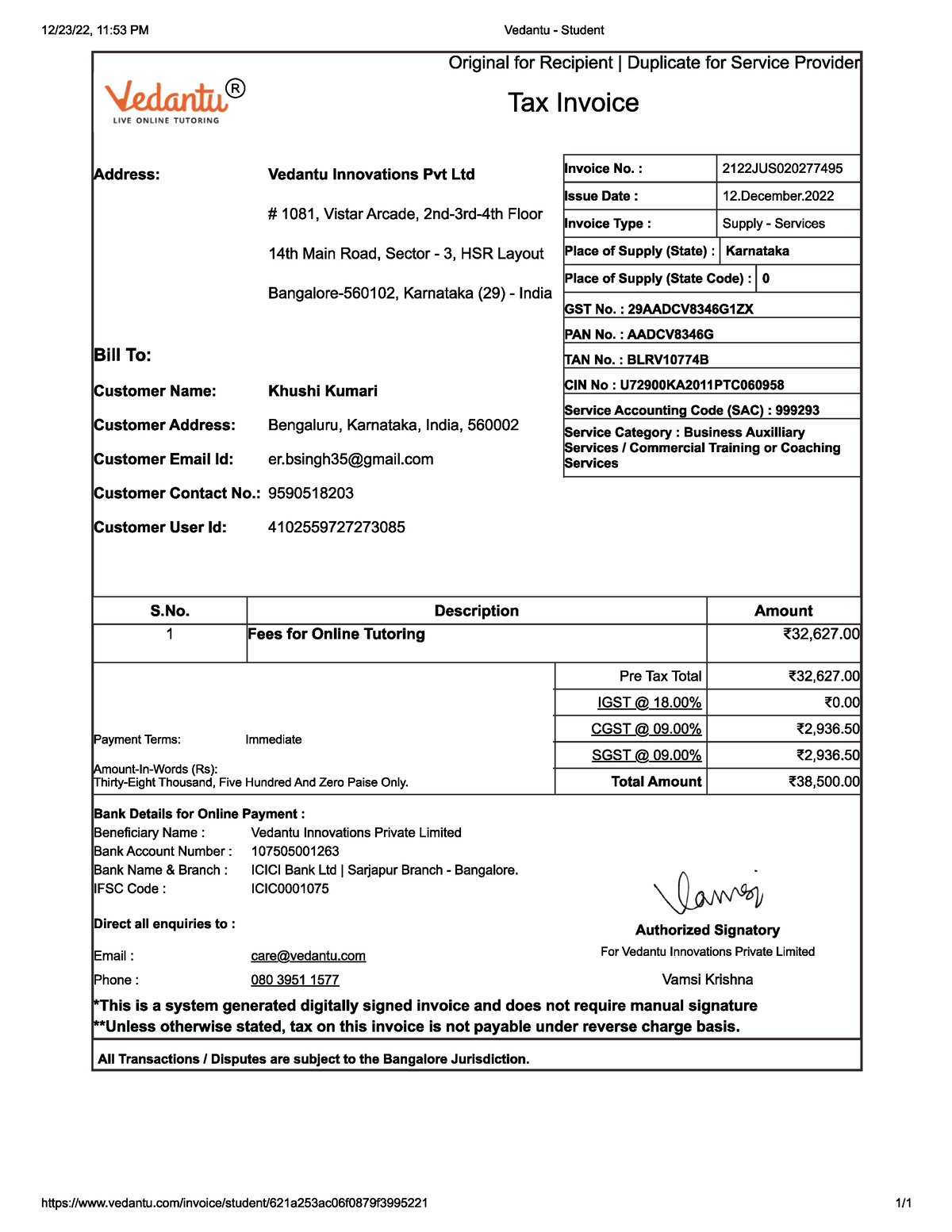 Khushi edu fee reciept - sDSASAD - Computer science - Studocu