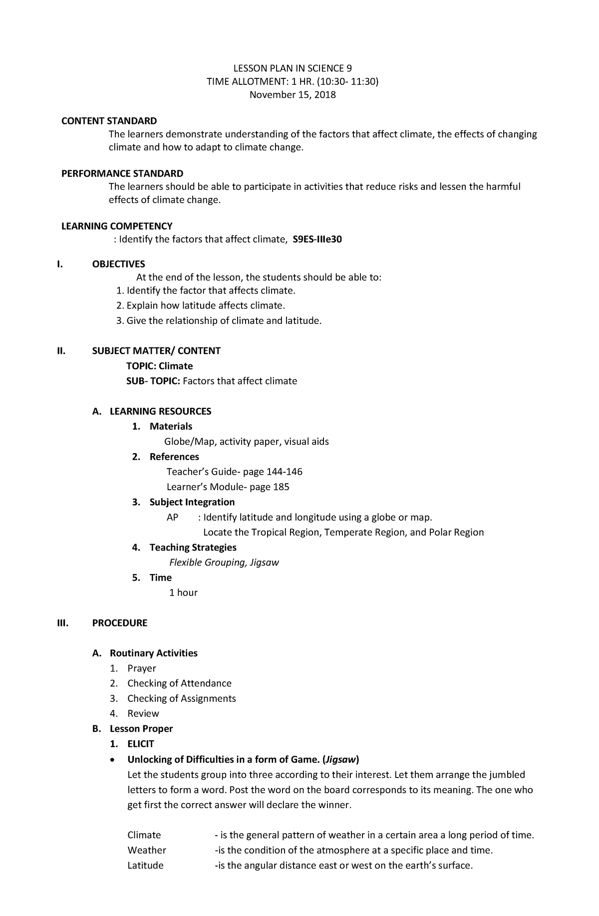 Pdfcoffee - Lesson Plan - LESSON PLAN IN SCIENCE 9 TIME ALLOTMENT: 1 HR ...