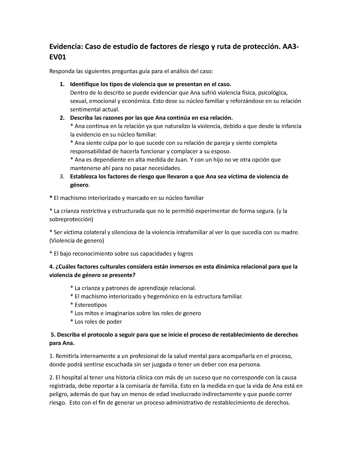 Evidencia: Caso De Estudio De Factores De Riesgo Y Ruta De Protección ...