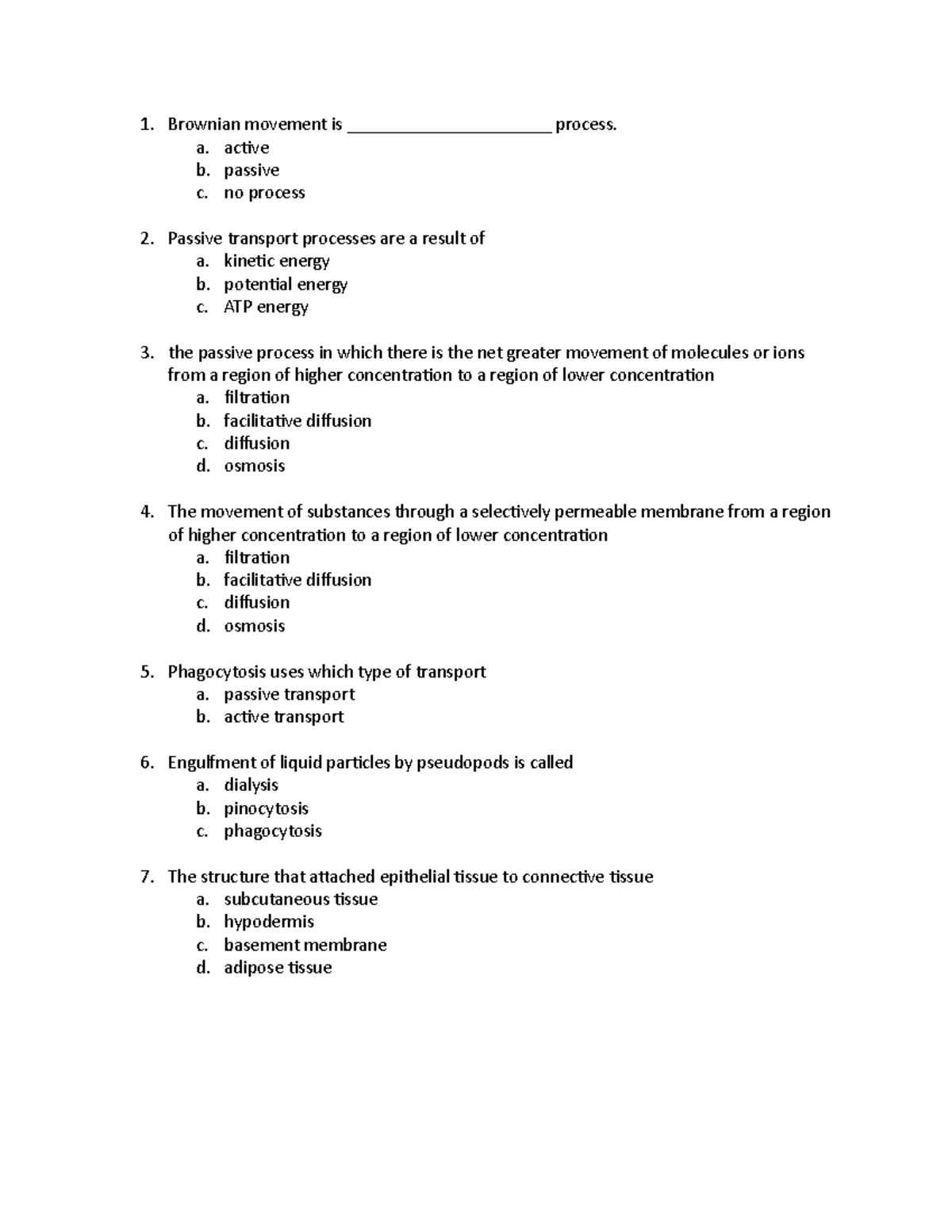 Skin and tissue practice quiz - BIO-209 - Bergen - Studocu