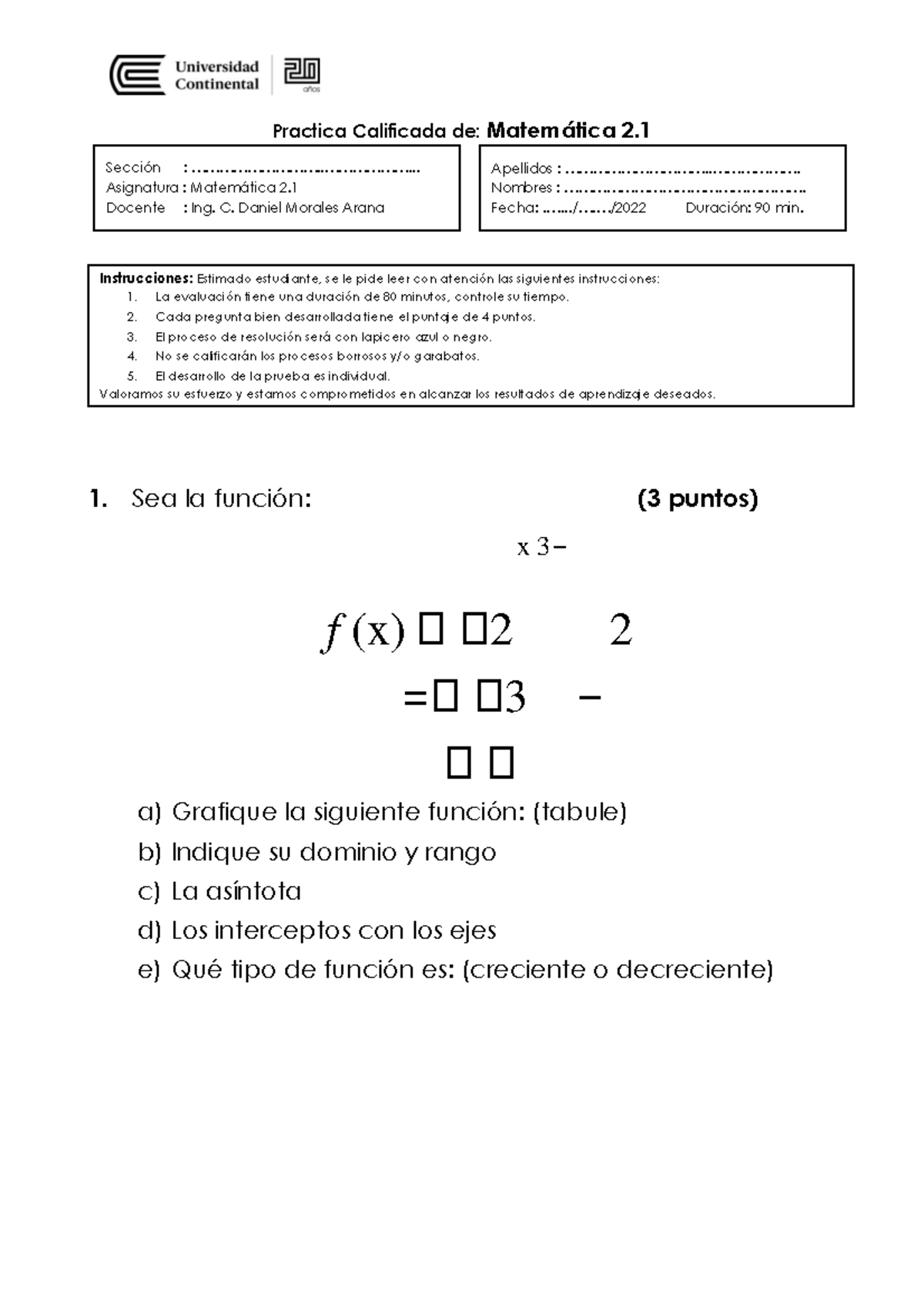 Practica Calificada N°4 - 2022-10 Pdf - Practica Calificada De: Matem ...