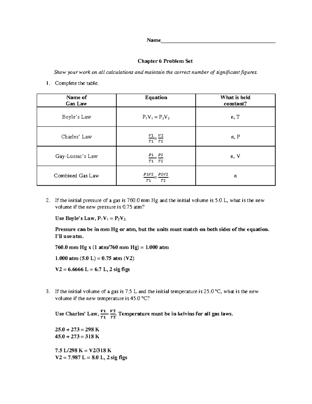 Chp 6 Problem Set, Answers - Name Chapter 6 Problem Set Show Your Work ...