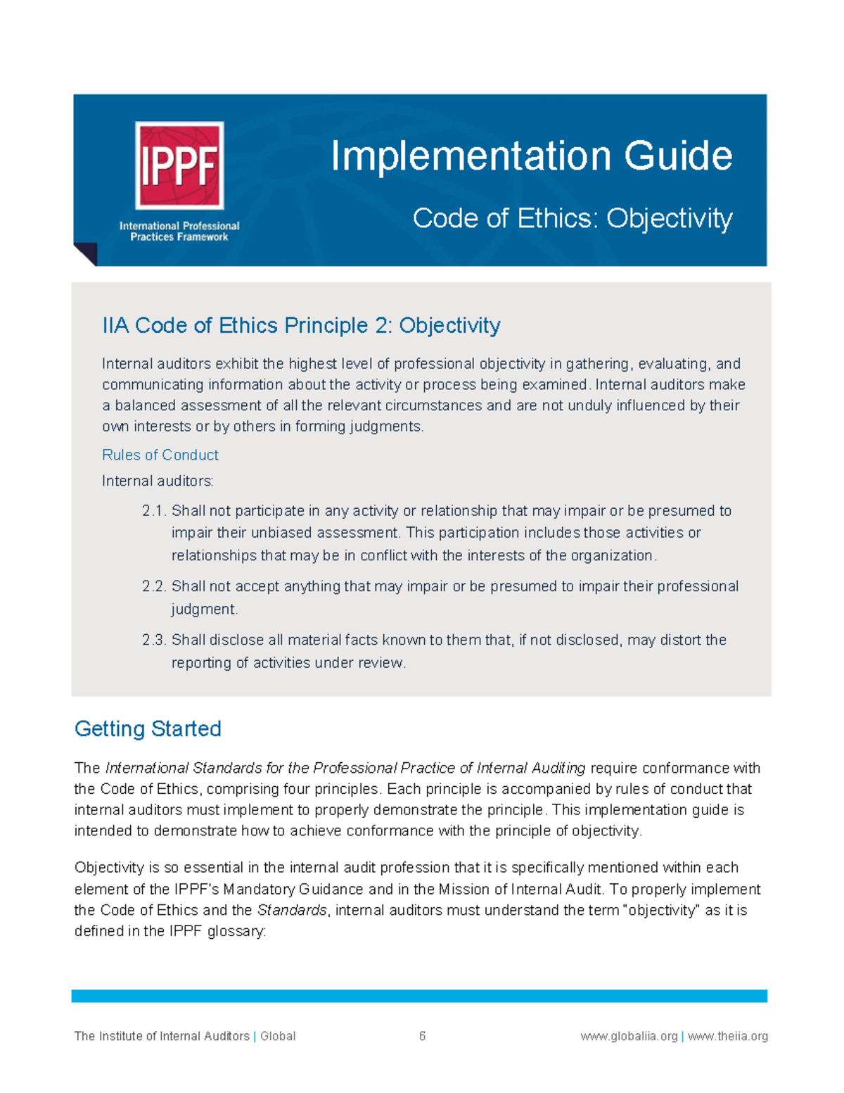 Code of Ethics Principles Obecjtivity - IIA Code of Ethics Principle 2 ...
